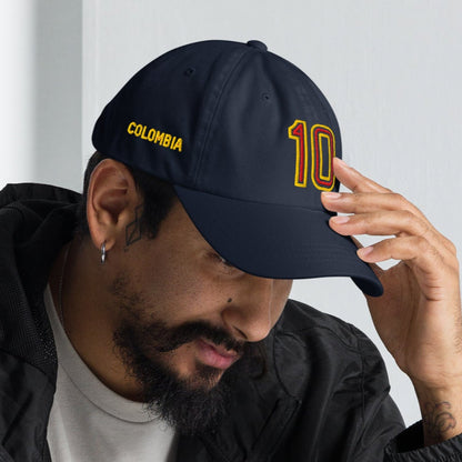 Man wearing Colombia soccer dad hat