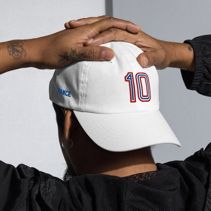 Man wearing French soccer hat